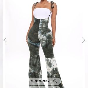 Fashion Nova Olive Funk and Flare Tie Dye Pant